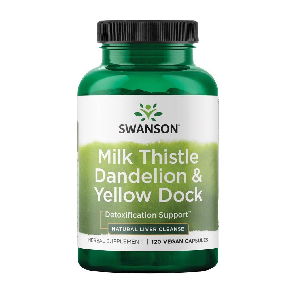 Swanson Milk Thistle, Dandelion & Yellow Dock - Herbal Liver Supplement Supplement - Natural Supplement Helping to Keep Overall Health & Wellbeing - (120 kapsułek) (1 opakowanie)