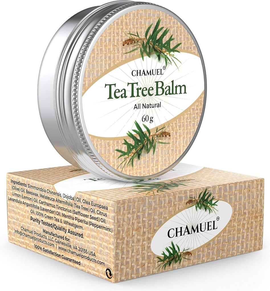 Chamuel Tea Tree Oil Balm - Wszystkie naturalne 124; Wielki krem do koszenia Eczema, Łuszczyca, Wysypka, Jock Itch, Owady gryzie, Zapalenie Folliculitis, Trądzik, Itches, Pęknięte obrączki, Naszyjniki, Soaddle Sores & więcej!