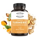 Wszystkie naturalne środki zaradcze Thomasa Kurkumina i Ginger z Black Pepper, Organic Turmeric Joint Support Support Support - 95% Kurkumina - NO wypełniacze, Wegan - 120ct