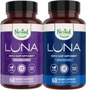 Nested Naturals Luna Sleep Assistance Bundle 124; Luna & Luna Melatonin Free Sleeping Pills with Natural Ingredients Melatonin, Valarien, & More (120 Count)