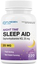 Puregen Labs Sleep Aid Caplets, Difenhydramine HCl 25mg - 220 Hrabia 124; Wspiera głębszy, Resteful Sleeping, Non Habit- Forming Bird124; Made in USA