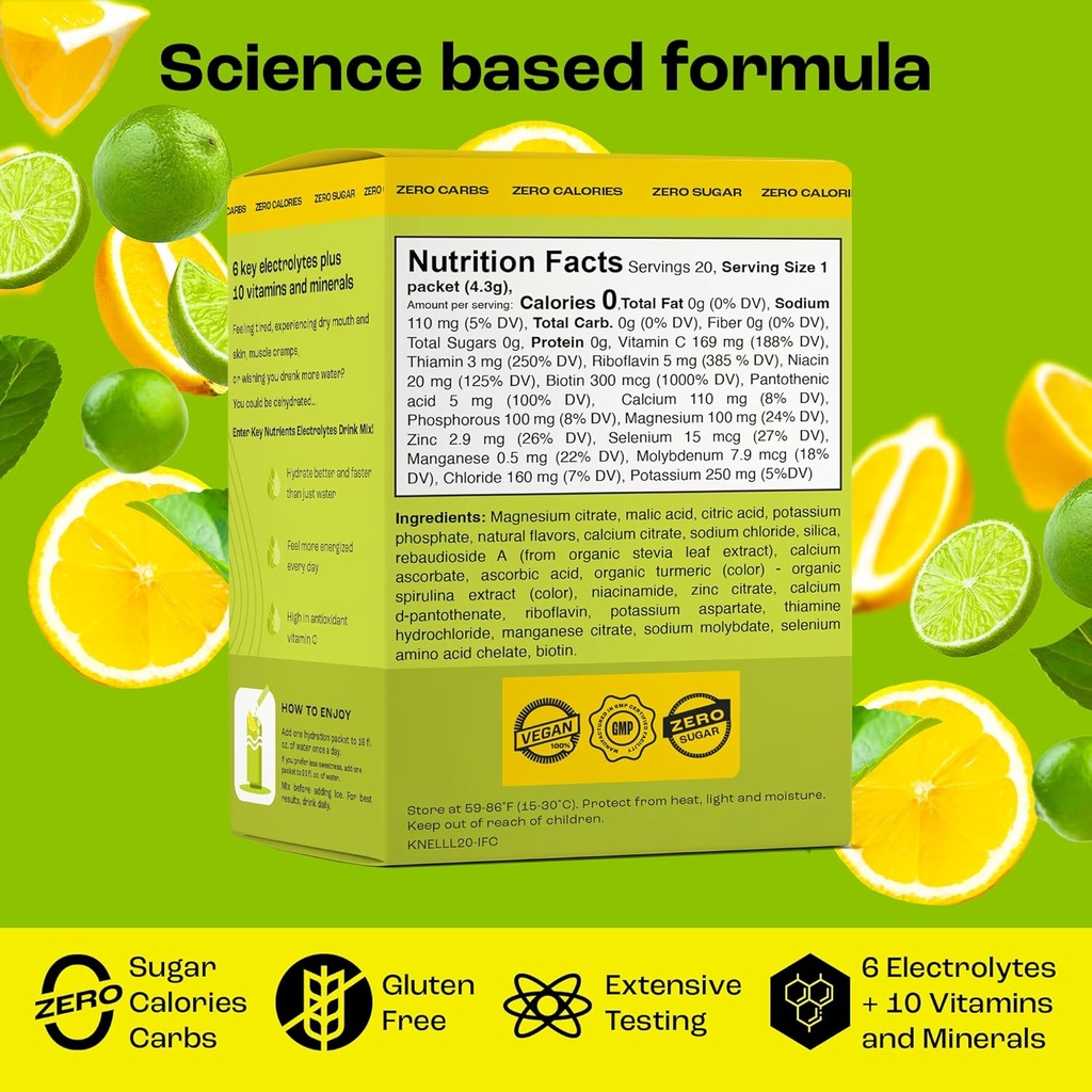 KLUCZOWE NORMY Elektrolity Lemon Lime 20 's Stick Packs