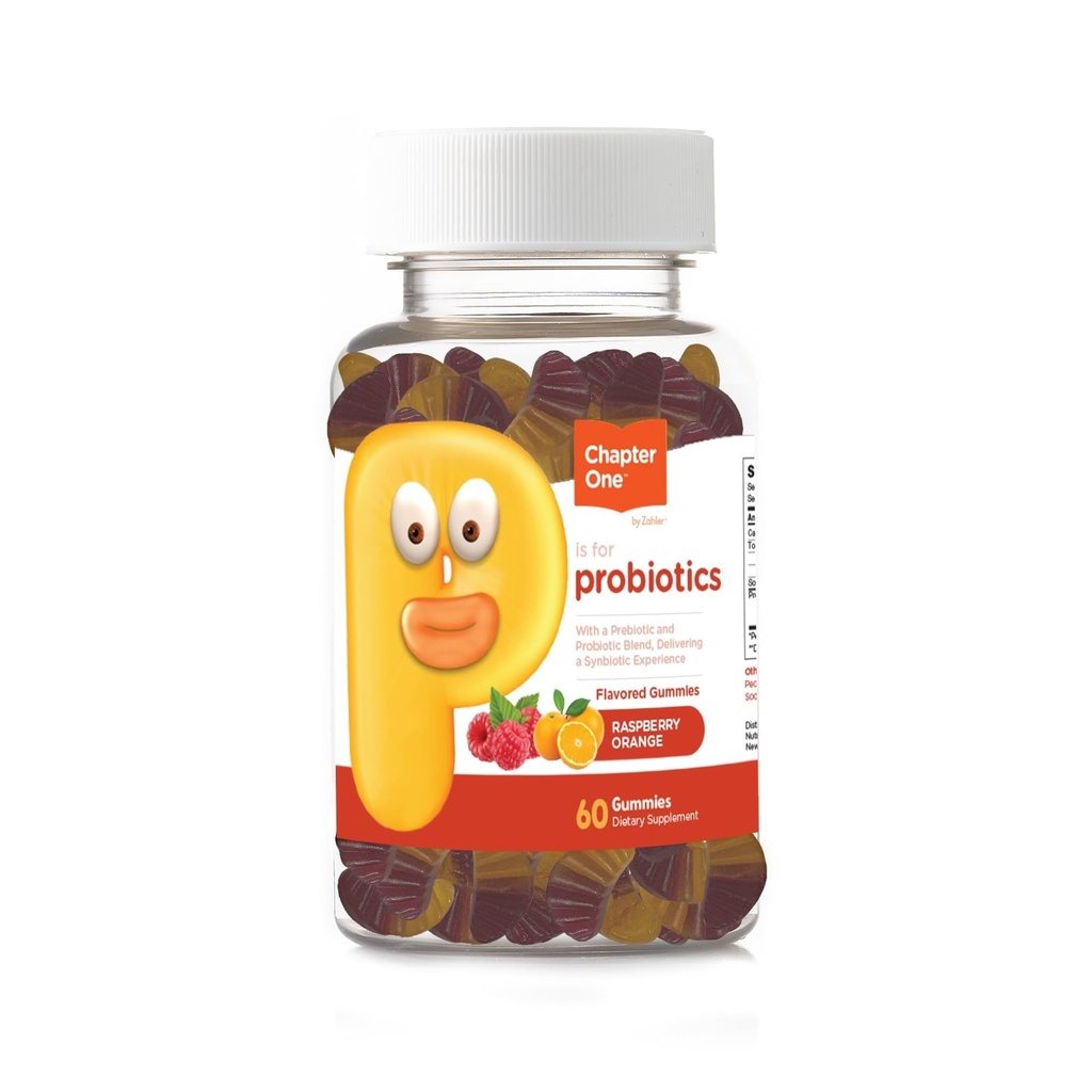 Zahler Rozdział One Probiotic Gummies dla dzieci - Probiotyki Gummies z prebiotycznym mieszanką - Malina Pomarańczowy Flavor - Kosher Vegetarian Non GMO Probiotics for Kids - Probiotyczne z włóknem (60 Hr)