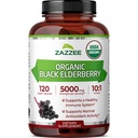 Zazzee USDA Organic Black Elderberry 10: 1 Extract, 5000 mg Siła, 120 Kapsułki Vegan, 2 Miesiąc dostaw, Standaryzowane, Skoncentrowane 10X Extract, 100% Wegetarian, All- Natural, Non-GMO, Made in USA