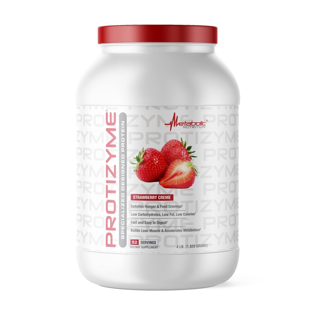 Metabolic Nutrition, Protizyme, 100% Whey Protein Powder, High Protein, Low Carb, Low Fat Whey Protein, Digestive Enzymes, 24 Essential Vitamins and Minerals, 4 Pound (52 ser)