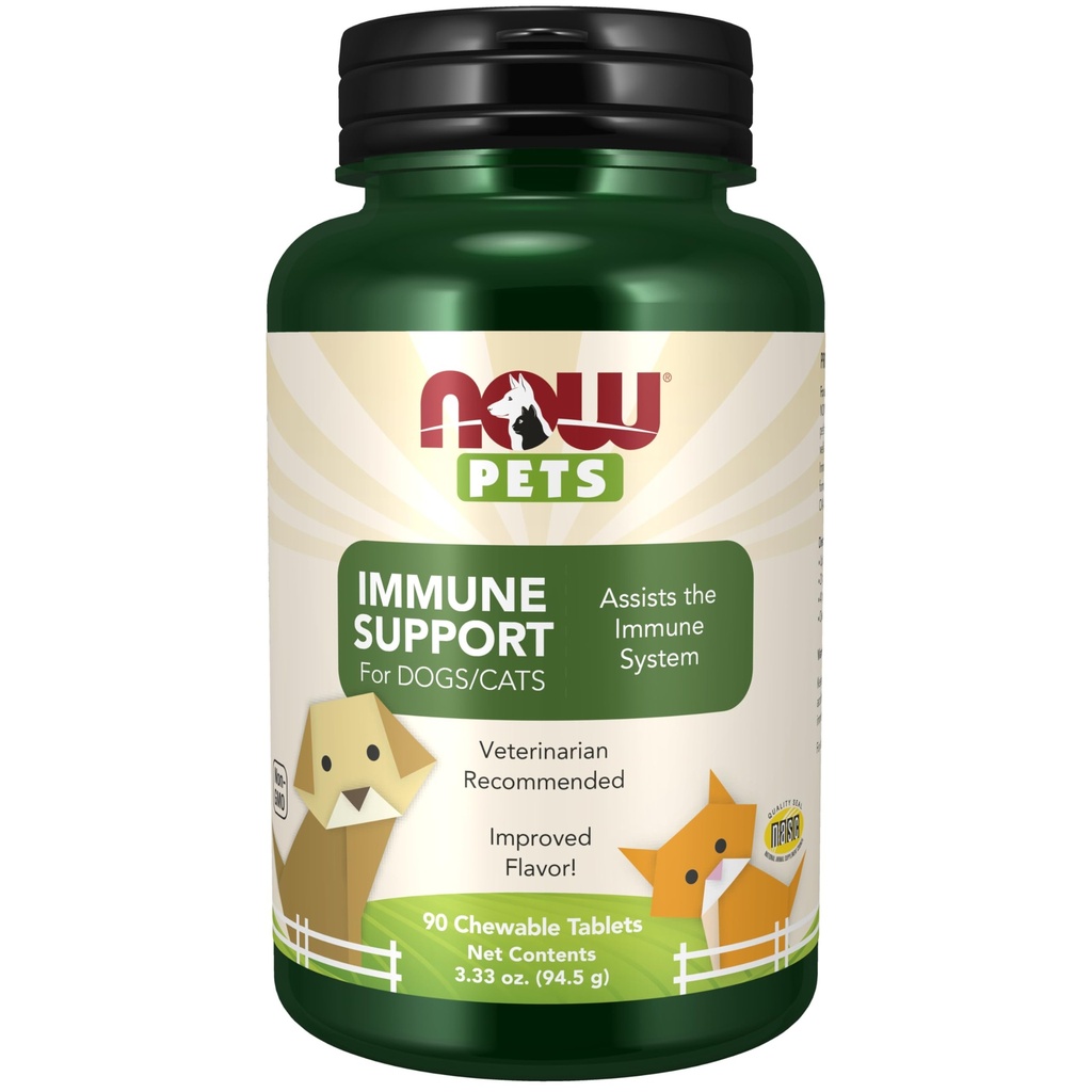 NOW Pet Health, Immune Support Supplement, Formulated for Cats & Dogs, NASC Certified, 90 Chewable Tablets