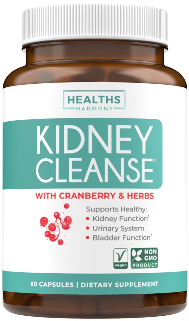 Nerki Cleanse Detox (Non-GMO) Wsparcie zdrowej trakcji moczowej- Potężny VitaCran Cranberry Extract & Herbs - Zdrowa Nerki Supplement Supplement - 60 Kapsułki wegetariańskie (No Pills)