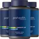 ProHealth długowieczność ATP - 400 mg X 90 Służenia, PeakATP Opatentowany Pure ATP utrzymać energię komórkową, Siła mięśni, i funkcji kognitywnej, Wspomaga Heart Health & Efektywność Metaboliczna (3 Pack)