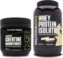 Monowodzian NutraBio Creatine, izolacja nieflaworyczna, 150g i białko serwatki, wanilia alpejska, suplement Paleta - energia mięśniowa, wzrost mięśni, odzysk i siła