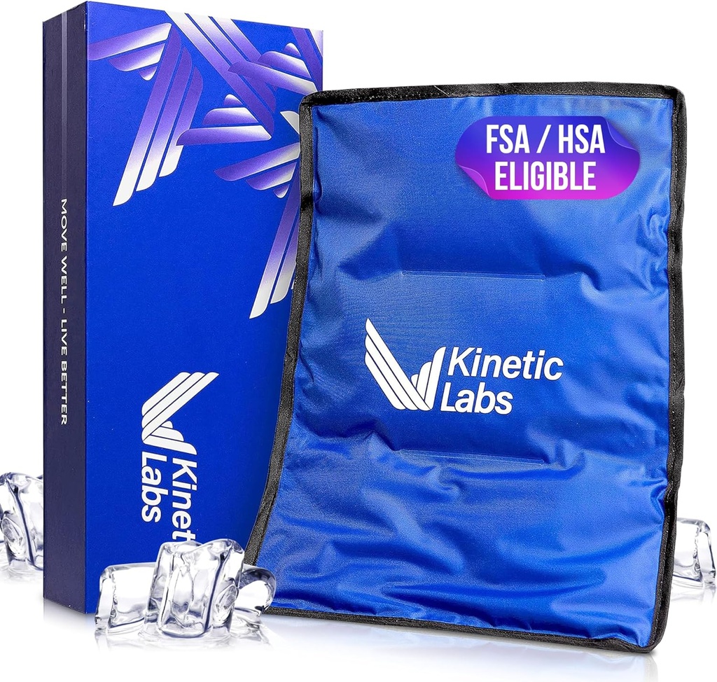 Kinetyczne Labs wielokrotnego użytku Ice Pack for Rajuies - Duży Ice Pack for Back Pain Relief (11x14.5) - Duży Ice Gel Pack for Back, Knee, Shoulder, Hip