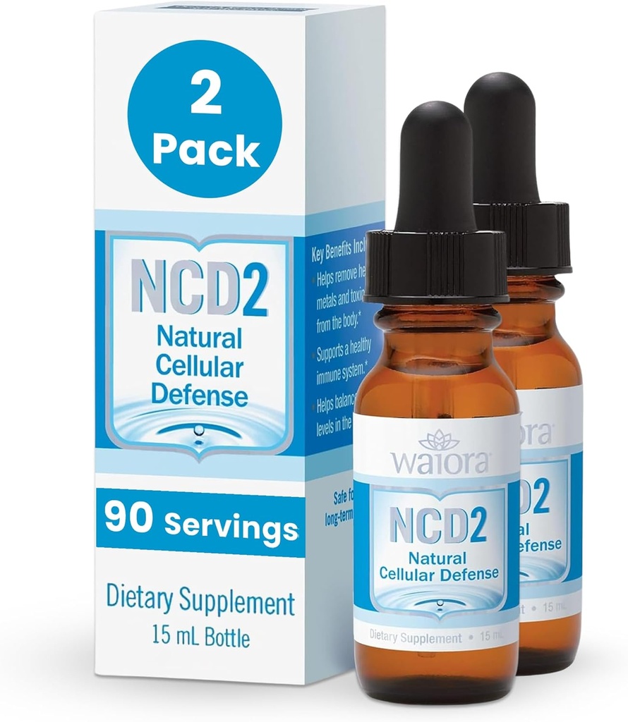 Waiora NCD2 Aktywowane płynne krople zeolitu, Mieszanka w żywności / napojach, Natural Body Cleanse & Promowanie immunologicznego wsparcia, Wszystkie naturalne, pH Balance Zeolite płynne krople - 2 butelki (0.5 oz. ea.) 180 serv.