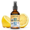Witamina organiczna D3 5000 j.m. (Lichen) + K2 120 µg (Fermented Chickpea), immunologiczna, Bone & Heart Health z absorpcją wapnia 124; Minerały śladowe, Lemon & Citrus, Sugar Free, Spray (1 FL OZ, 30 Servings)