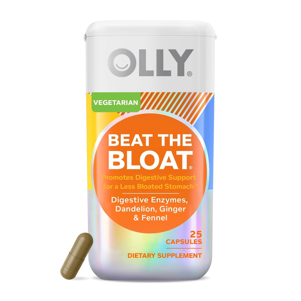 OLLY Beat Kapsułki Bloat, Enzymy wsparcia, Suplement dla Kobiet - 25 Hrabia