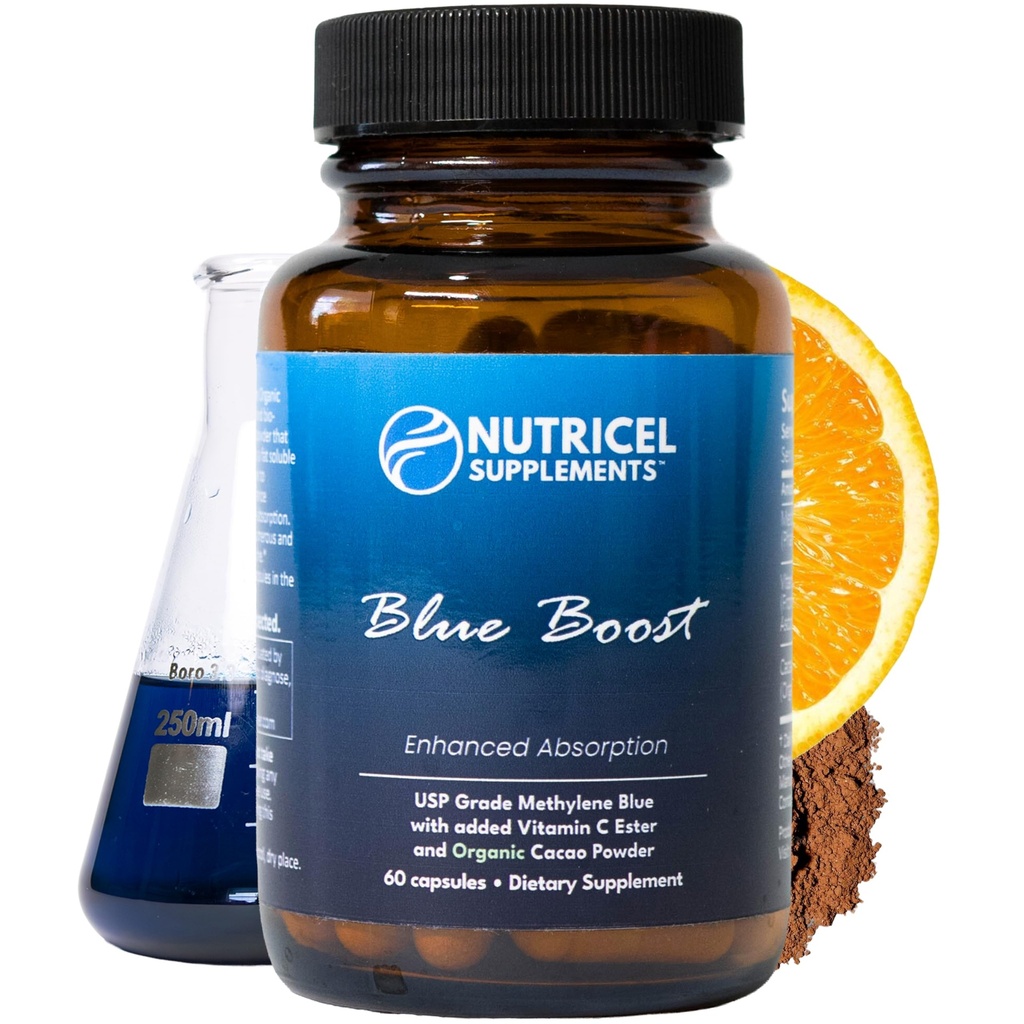 Nutricel Metyleno Blue kapsułki - Suplement farmaceutyczny - Zaufane Made in America Brand - 12 mg (USP Reference Compliant) z witaminą C Ester Enhanced Absorption - Trzecia strona Tested (60ct)