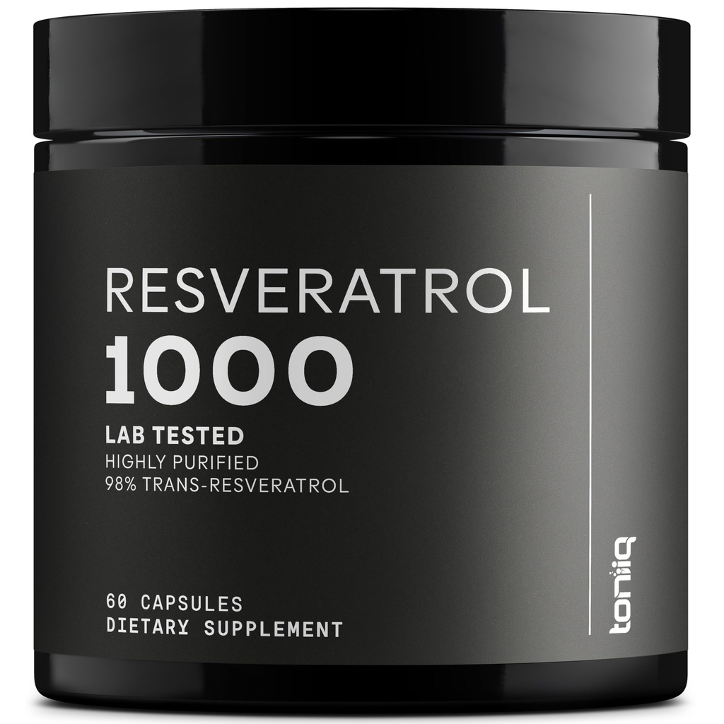 Ultra High Potency Three-Party Tested Trans Resveratrol 1000mg - 98% Czysty, Wysoko Oczyszczony i Biodostępny - Resveratrol Polygonum Root Extract - 60 Kapsułki