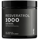 Ultra High Potency Three-Party Tested Trans Resveratrol 1000mg - 98% Czysty, Wysoko Oczyszczony i Biodostępny - Resveratrol Polygonum Root Extract - 60 Kapsułki