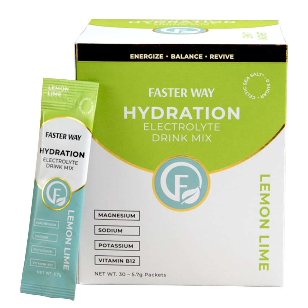 Szybsza droga - Nawodnienie - Mieszanka nasączona elektrolitem - Z Jabłkiem Cydr Ocet, Cholina, Probiotyki i Naturalne witaminy B - Energize & Revive - Pakiety proszkowe - Zero Cukier -Gluten Free -Lemon Lime -30 Pack