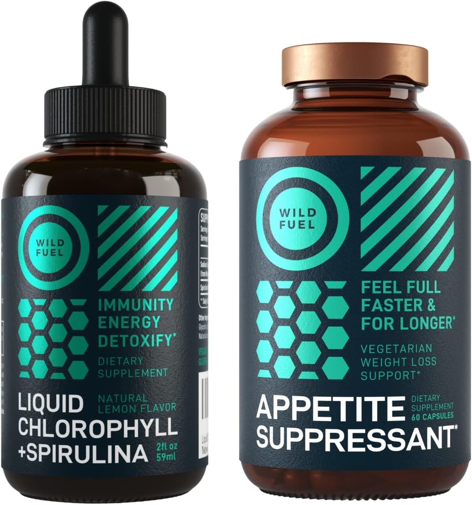 Wild Paliwo Apetite Supressant i płynny chlorofil Drops Detox Bundle