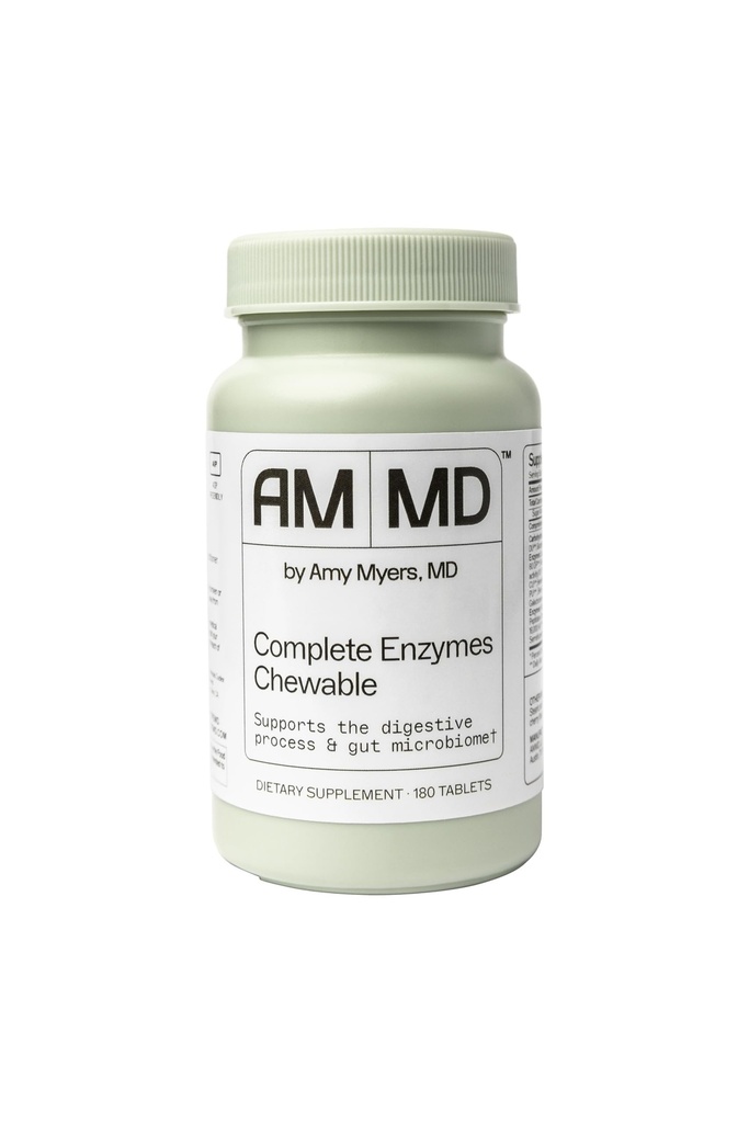 Amy Myers MD Digestive Enzymes Chewable - Complete Enzymes Support Leaky Gut, Acid Reflum, Gaz, Bloating, gluten Ekspozycja - Amylaza, Lipaza, Lactase, Alkaline, Protaine, Sukraza + Więcej - 180 tabletek