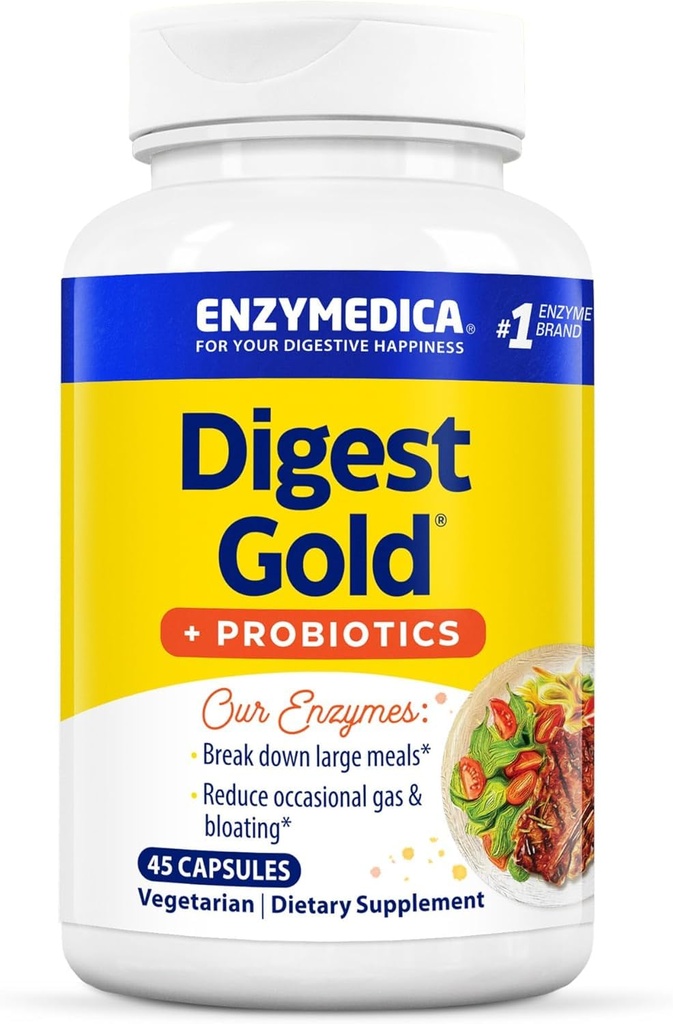 Enzymedica Digest Gold + Probiotyka, 2- in-1 Formuła dla Gut Health, Enzymy Digestive & 1 Miliard Aktywne Kultury Probiotyczne, 45 Hrabia