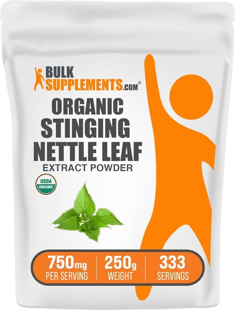 BulkSupplements.com Organic Stinging Nettle Extract Powder - Nettle Leaf Extract, Herbal Supplement - Vegan & Gluten Free, 750mg per Serving, 250g (8.8 oz) (Opakowanie po 1)