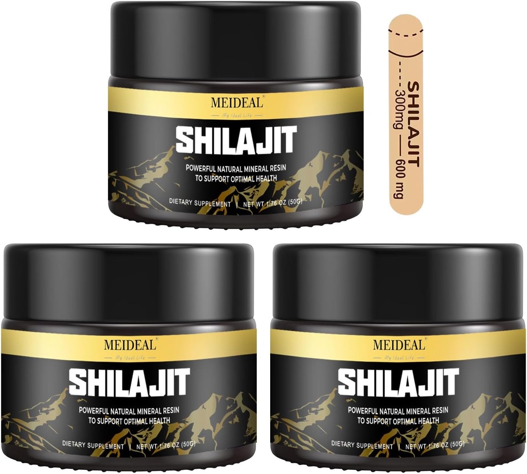 Shilajit Pure Himalayan Organic Shilajit Resin, Gold Grade Shilajit Resin z 85 + Ślad minerałów i kwasu Fulvic, Pure Shilajit suplement dla lepszego zdrowia, 50 Gram (3 szt.)