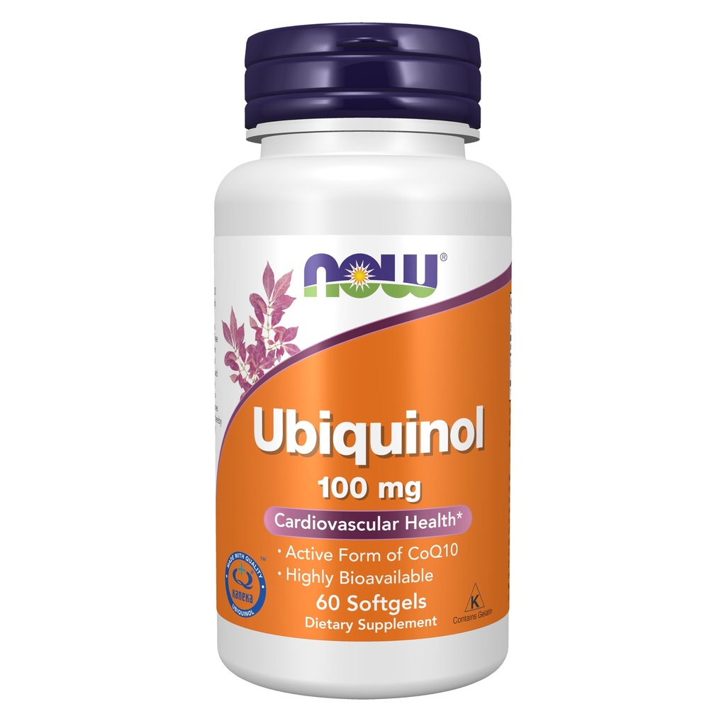 Teraz żywności Suplementy, Ubichinol 100 mg, Wysoka dostępność biologiczna (Aktywna forma CoQ10), 60 Softgels