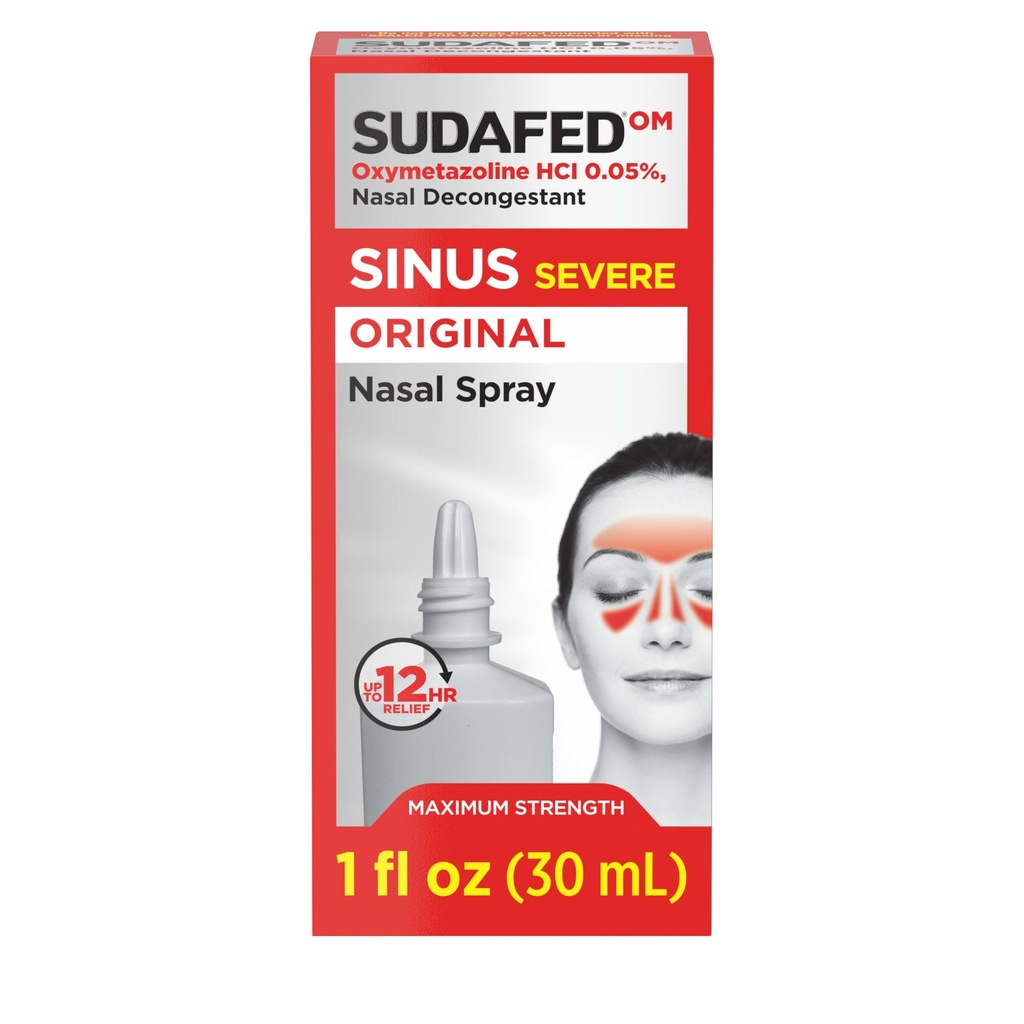 Sudafed Sinus Ciężki Oryginalny zraszacz do nosa, 12 Godziny rozpylacza do nosa Decongestant dla szybkiego, Potężny Odporność na przekrwienie Ze względu na przeziębienia lub alergie, Oxymetazoline HCl. 05% Rozpylacz do nosa, 1 fl. oz.