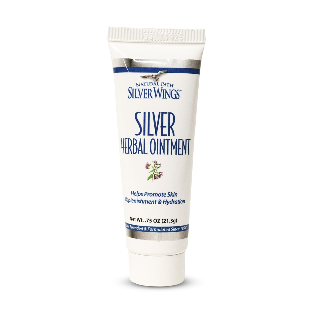 Naturalna Ścieżka Srebrne Skrzydła 250ppm Srebrna Ointment Ziołowy - Pielęgnacja Odnawiająca i Nawilżająca Skóra 0.75oz