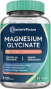 Przepisy lekarskie Magnezu Glicynian, Chelated Magnezu z wysoką absorpcją i niebuforowane, Easy on Stomach, No gluten, Kości, Nerve & Wsparcie energetyczne, 90 Tabletki