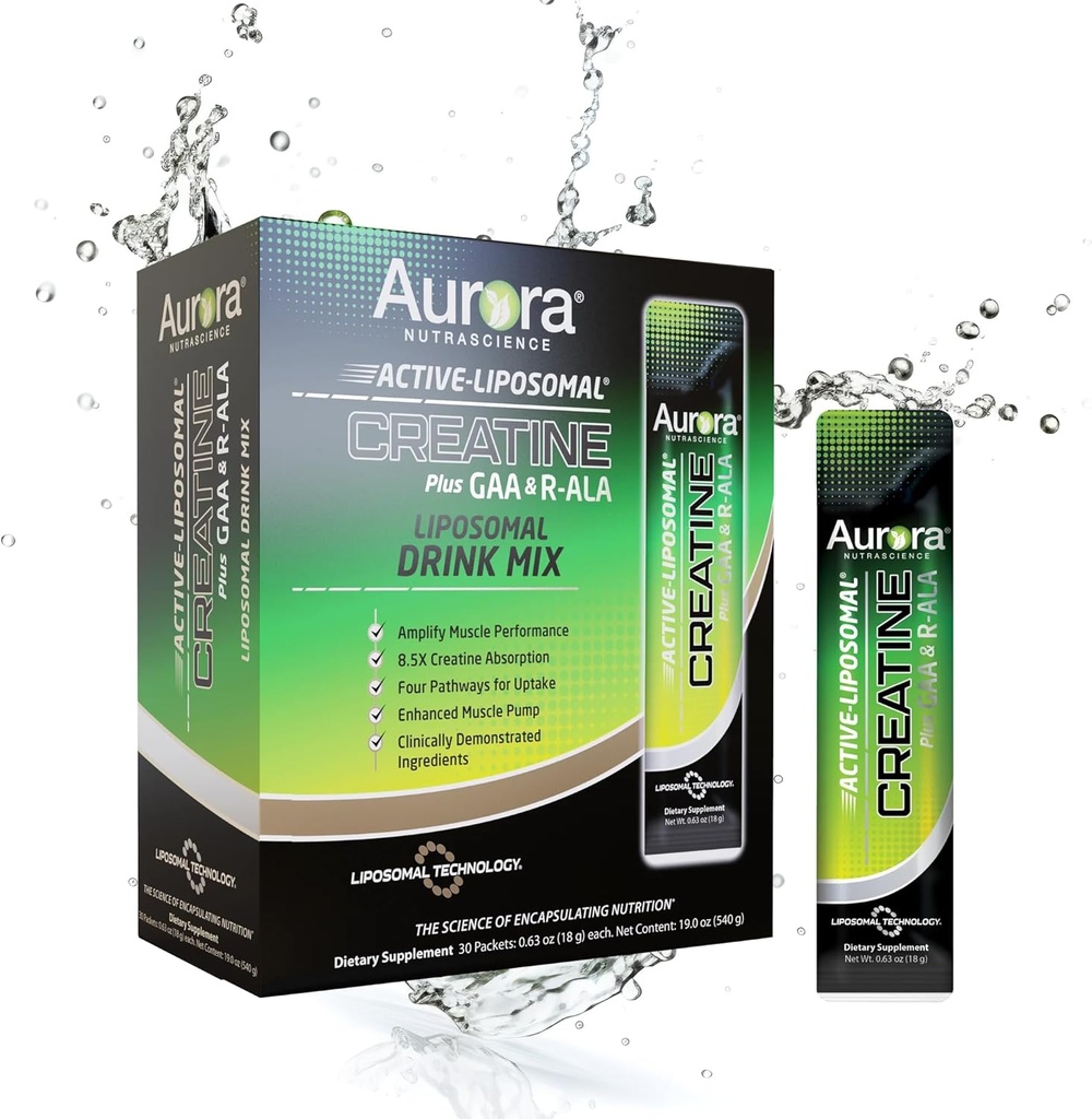 Aurora Nutrascience Active Liposomal ®, Creatine Plus GAA & R- ALA, 30 pakietów, 0,63 oz (18 g) Każdy