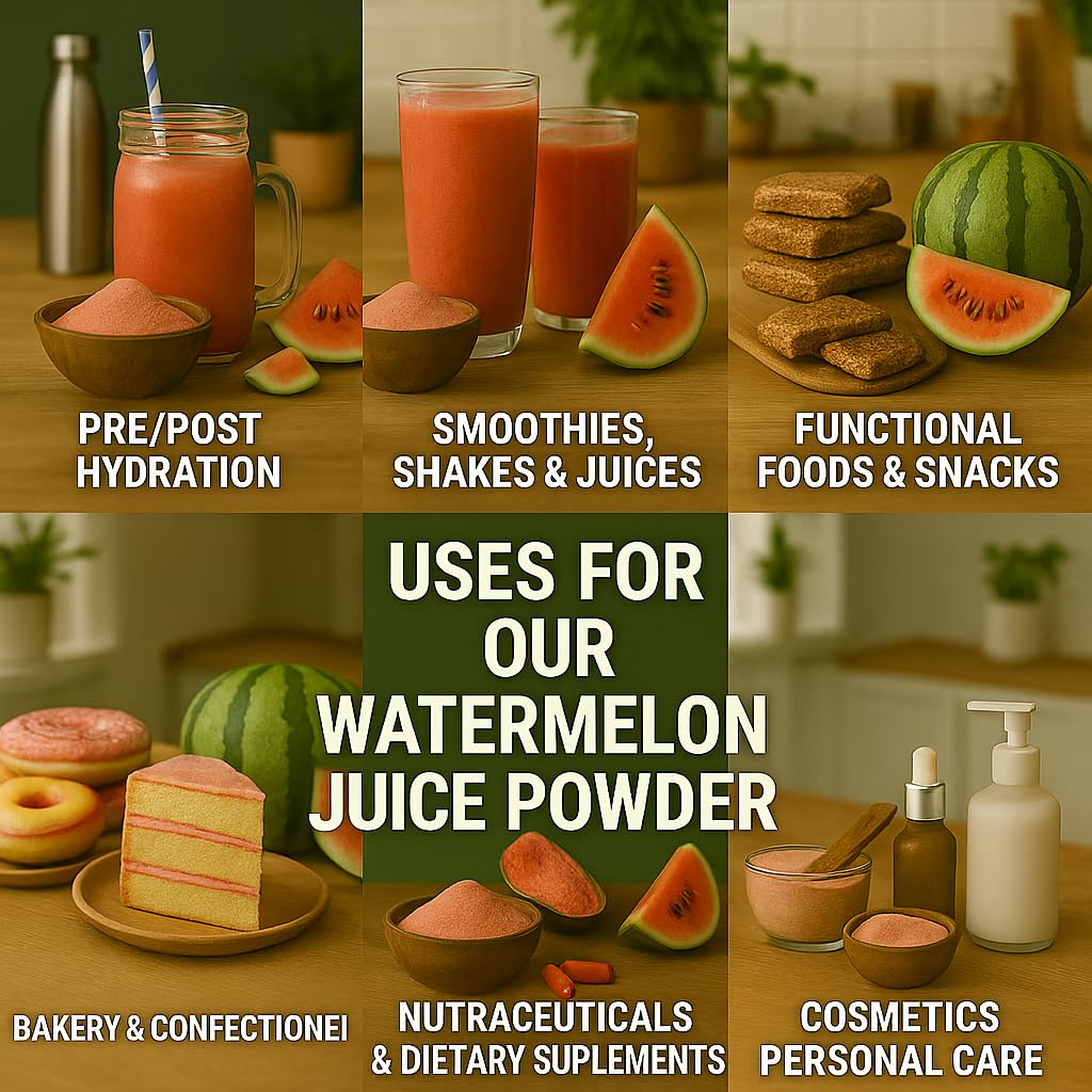 Indus Farms Superfoods All Natural Watermelon Juice Powder - Instant Drink Mix & Przepisy nawilżające - Naturalne elektrolity, Plant-based Superfood - Wegan, Non-GMO, Gluten- Free -Smoothies, Skincare 2 LB