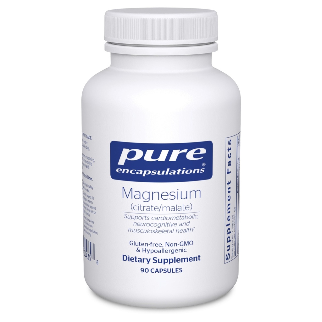 Czyste enkapsulacje Magnez (Cytrate / Malate) - Magnezu Suplement do wsparcia wykorzystania składników odżywczych, Energia, Bones & Heart Health * - z Magnezu Cytrate & Malate - 90 Kapsułki