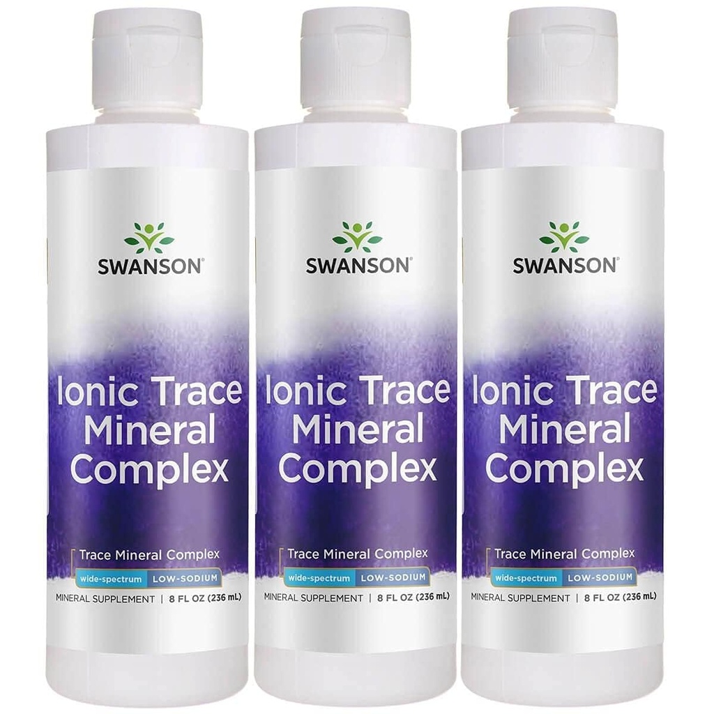 Swanson Concentrace Trace Mineral Drops 8oz- Kompletny kompleks mineralny dla energii, Nawodnienie, i równowagi elektrolitowej ponad 72 Wysoka absorpcja jonicznych minerałów takich jak magnez, Potas, Wapń (3 Pack)