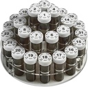 Monthly Pill Bottle Organizator Caddy - 31 Numered Full- Rozmiar Pill Butelki w Dzieci-Pokarm Dowód na każdy dzień miesięczne- Przezroczysty rack i łatwy w użyciu do codziennej dawki vitamin leczniczych i suplementów