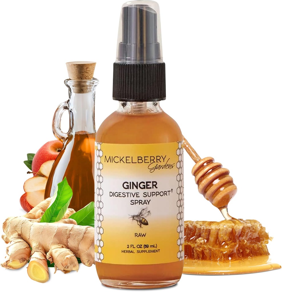 Mickelberry Gardens Immune Support Ginger Honey Spray - Organic Ginger Shots & Syrop for Immunity Boost, Digestive Health i Wellness - 2 Oz