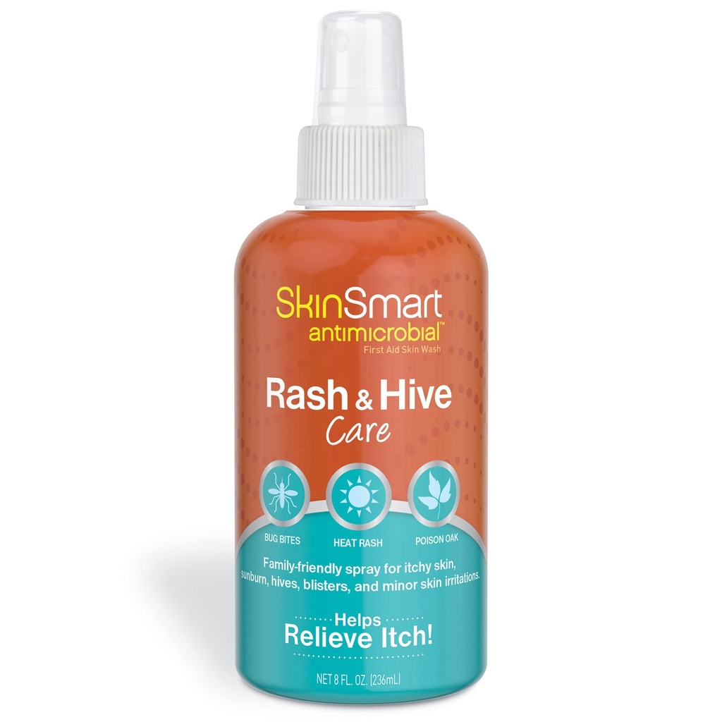 SkinSmart Antimicrobial Wysypka i Hive Care, Pierwsza pomoc Mycie skóry, 8 Oz Butelka spray
