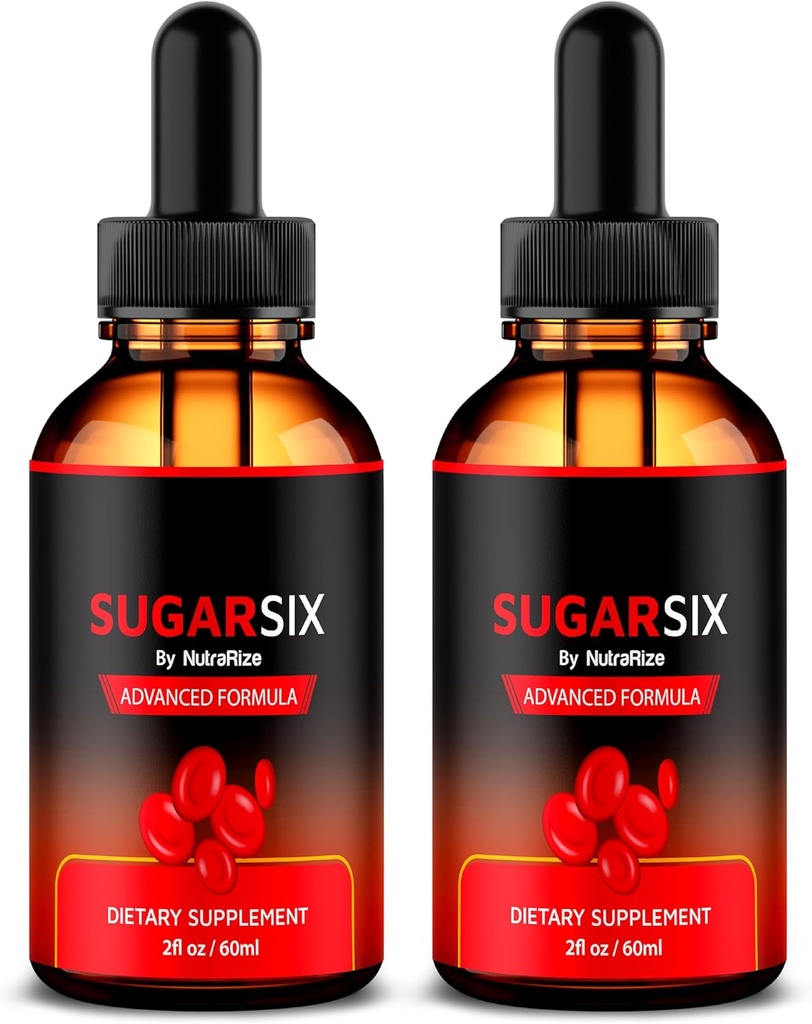 NutraRize (2 Pack) SugarSix Drops, Oficjalny Sugar Six Liquid Formuła, Wszystkie naturalne wsparcie dla stabilnych i zdrowych poziomów, Premium Dropper do utrzymania dobrego cyrkulacji, Sugar Six Review (60 Służenia)