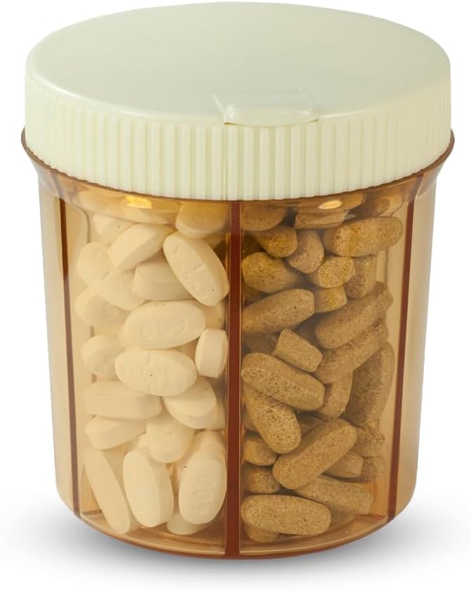 Vitanizer Witamina i Pill Organizer - 6 Obudowa z Easy Turn Lid Dispenser - Pasuje do wszystkich rozmiarów tabletki i suplementy - Ostre, bezpieczne, UV ochrony tworzyw sztucznych
