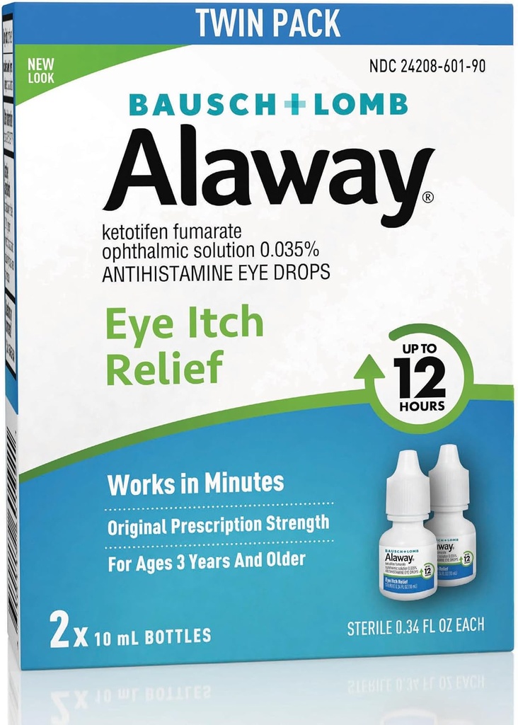 Alaway Antihistamine, Eye Itch Relief Drops, Twin Pack, 0,34 fl oz Każdy