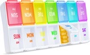 ZIKEE Rainbow Weekly Pill Organizator 2 razy w dniu łatwego śledzenia, AM PM Pill Case, Duży 7 dzień Pill Box Dwa razy dziennie, BPA- Free Medication Organizer for Pills, Witaminy, Oleje rybne, Suplementy
