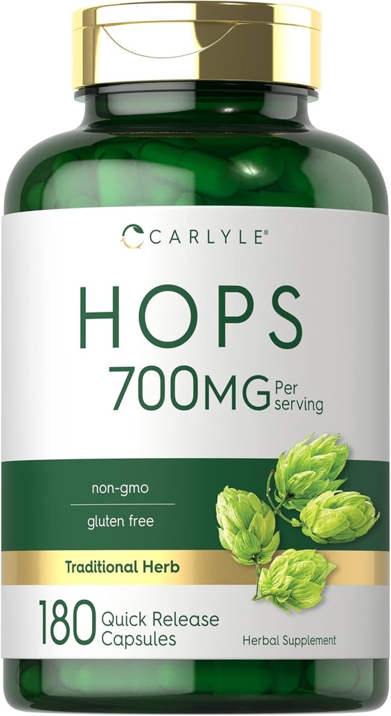 Carlyle Hops Supplement 700mg 124; 180 kapsułki 124; Non- GMO & Gluten Free 124; Tradycyjne Herb