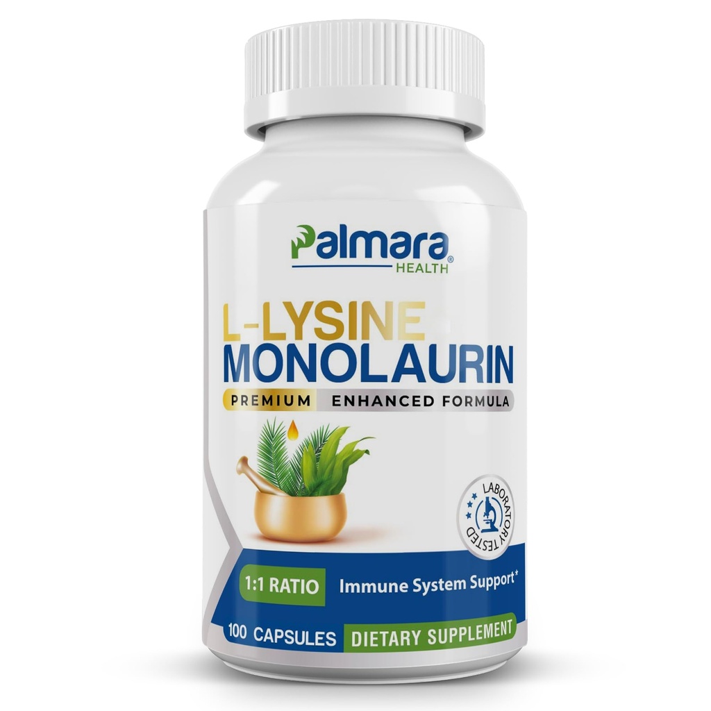 Palmara Health L- Lysine + monolauryna 600mg 1: 1 Stosunek, 1 opakowanie, 100 kapsułek