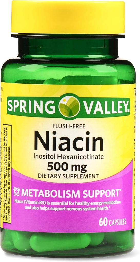 Wiosenna Dolina Flush- free Niacin 500 mg Metabolizm Support, 60 kapsułek (opakowanie po 2)