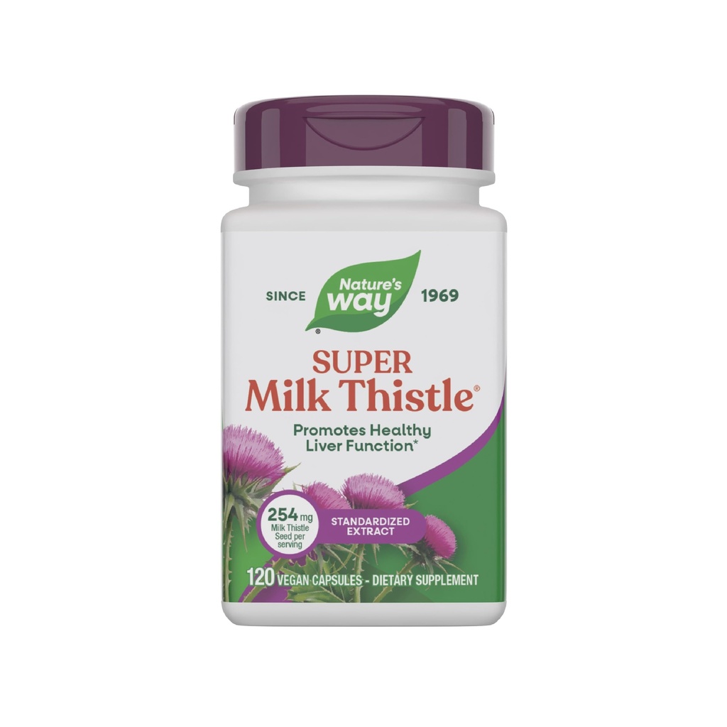 Nature 's Way Super Milk Thistle, Promotes Healthy Liver Function *, Z Artiduck Leaf, Dandelion Root & Licorice Root Extracts, Wyciąg z mleka Thistle, Gluten Free, 120 Kapsułki (Packaging May Vary)
