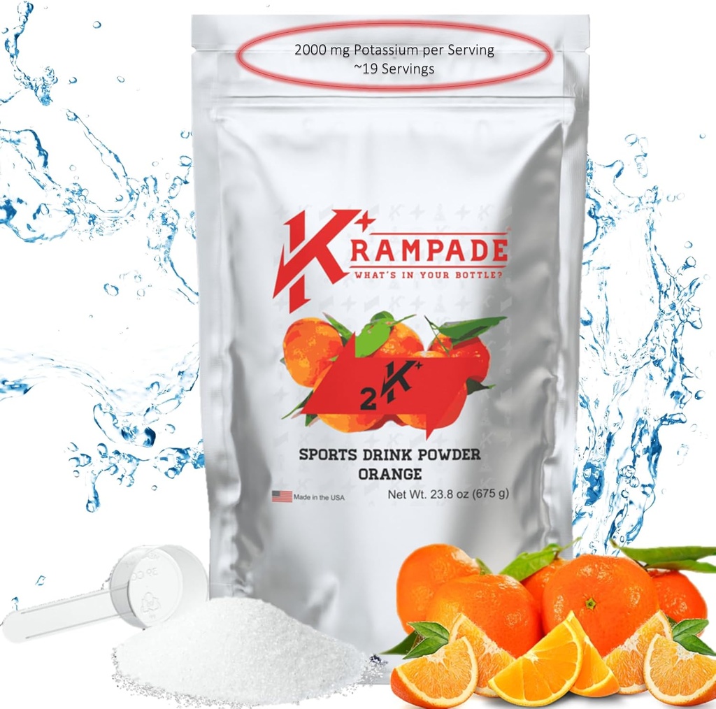 Krampade Electrolytes Powder Potasu Suplement - 2000 mg K +, > 2X Więcej niż wody kokosowej 124; Cramp Relief and Prevention