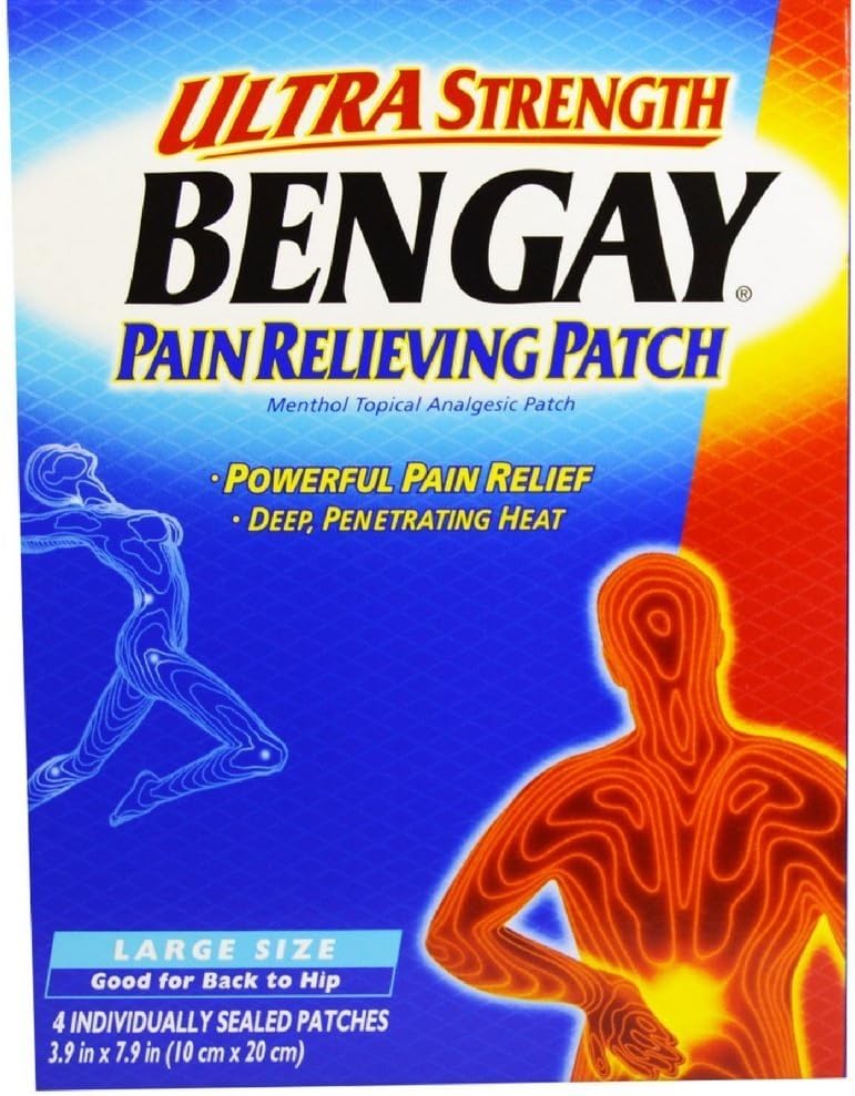 BENGAY Ultra silny ból łagodzenie łat duży rozmiar 4 każdy (opakowanie 4)