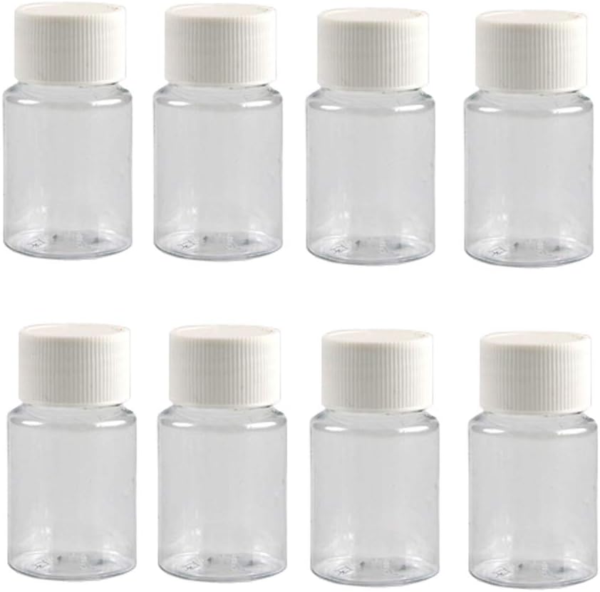 12PCS 30ML 1OZ Przezroczyste butelki z tworzywa sztucznego z białym kapslem śrubowym w proszku stałym Kapsułki Pill Tablet Holder Storage Box Refilling Przenośny pojemnik Trwały Jar Pot dla podróży codzienne życie