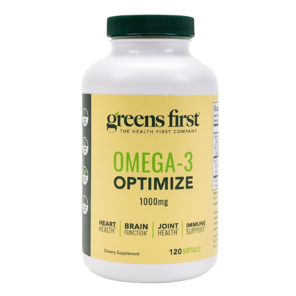 Zieloni Pierwszy Omega-3 Optymalizacja Codzienne Suplement - Ultra- Czysty, Pothent Marine Oil - dla serca, Mózg & Joint Health - Wysoka EPA / DHA - Wsparcie immunologiczne - 850mg (120 Softgels)